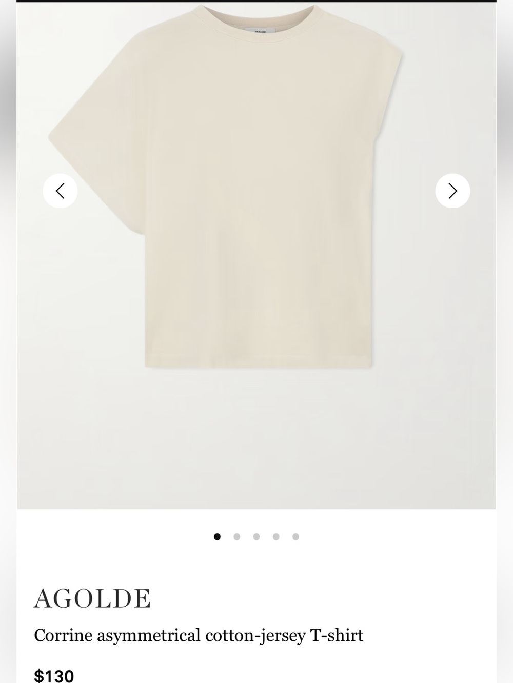 AGOLDE womans Cream Asymmetrical Sleeve T-Shirt